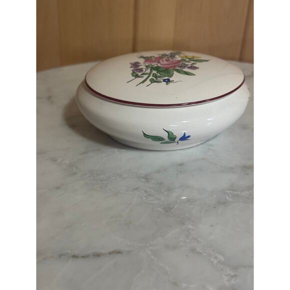 Vintage French Ceramic Floral Pattern Jewelry Box - Picture 3 of 8